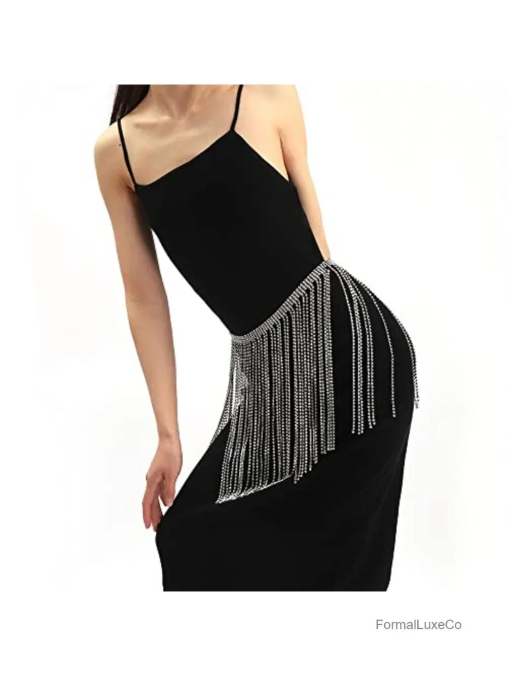 Rhinestone Fringe Waist Chain Belt for Dresses Jeans Skirts